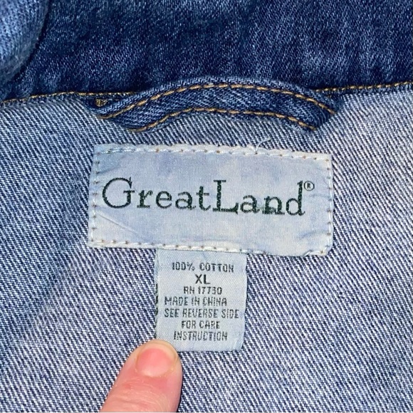 Vintage 90s GreatLand Trucker Jean Jacket. Size XL - Picture 7 of 11